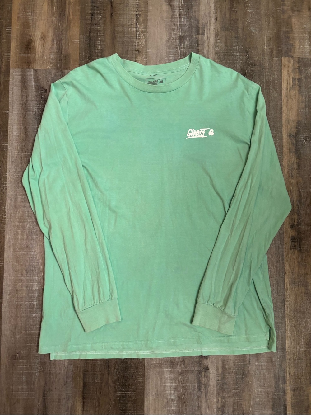 Ghost Lifestyle Long Sleeve Shirt -Mint Green Garment Dyed- Rare Gym Streetwear